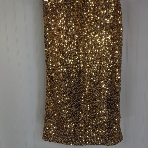PRETTY GUIDE Gold Sequin Bodycon Pencil Skirt NWT Sz L - Picture 4 of 13